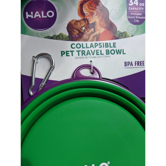 Large 34 oz capacity new halo collapsible Dog pet travel bowl - Picture 1 of 3